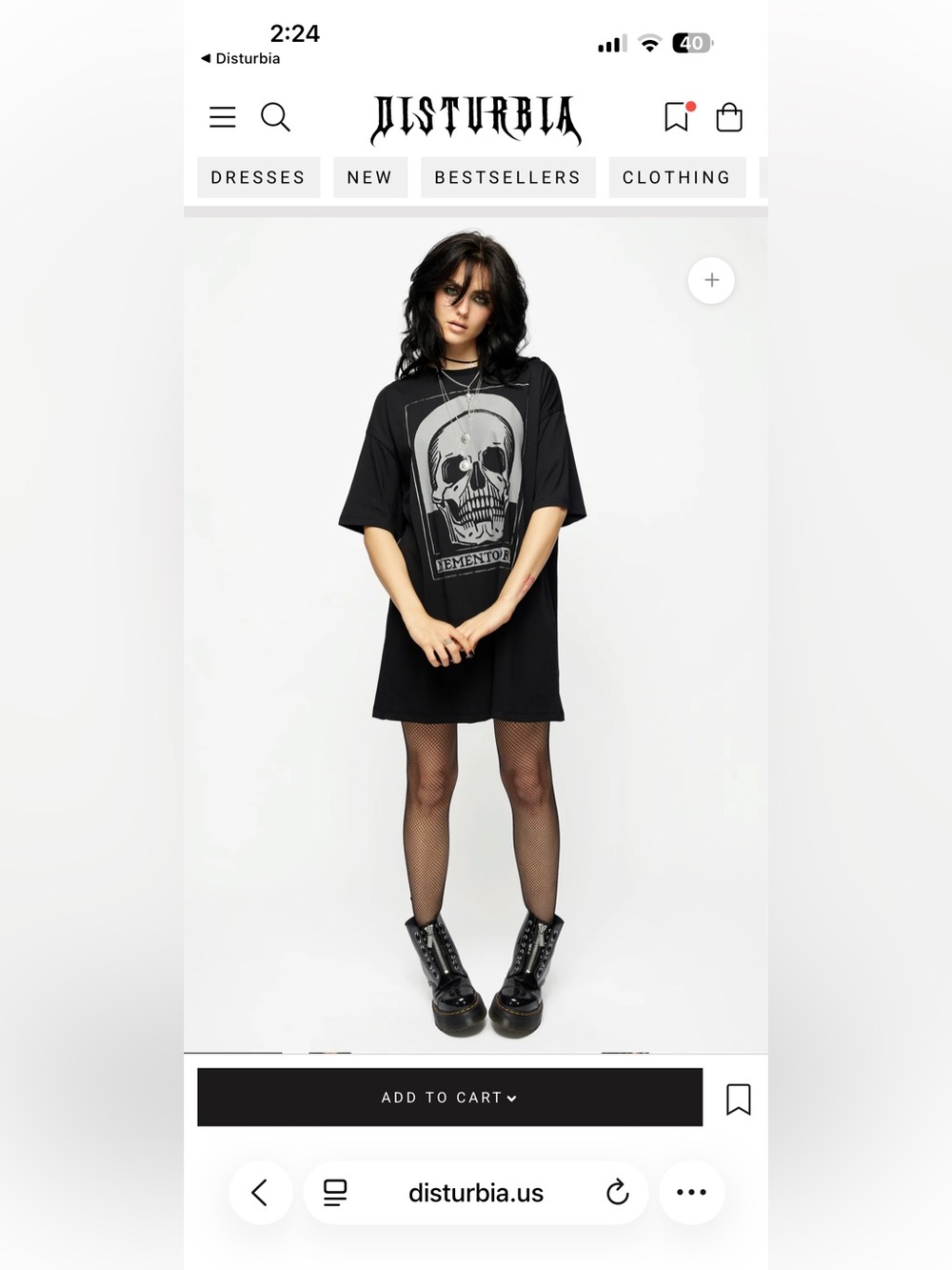 Disturbia Memento Mori Sz 8 Black Graphic Skull Tee Dress As Seen on Wednesday